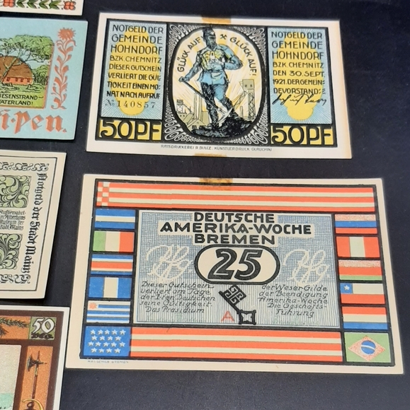 1920's Germany Pfennig Notgeld Banknote Emergency Paper German Money Lot of 10 - Picture 8 of 8